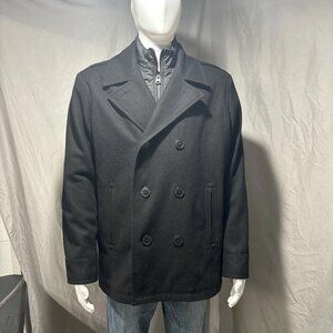 Levi’s Strauss Black Quilted Lined 6 Button Wool Pea Coat Men’s Sz X-Large